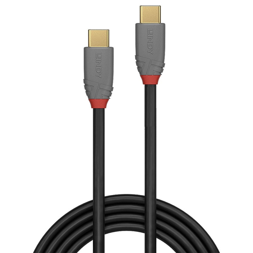 Lindy USB 3.2 C to C cable, 20GBit/s, 5A, PD, Anthra Line