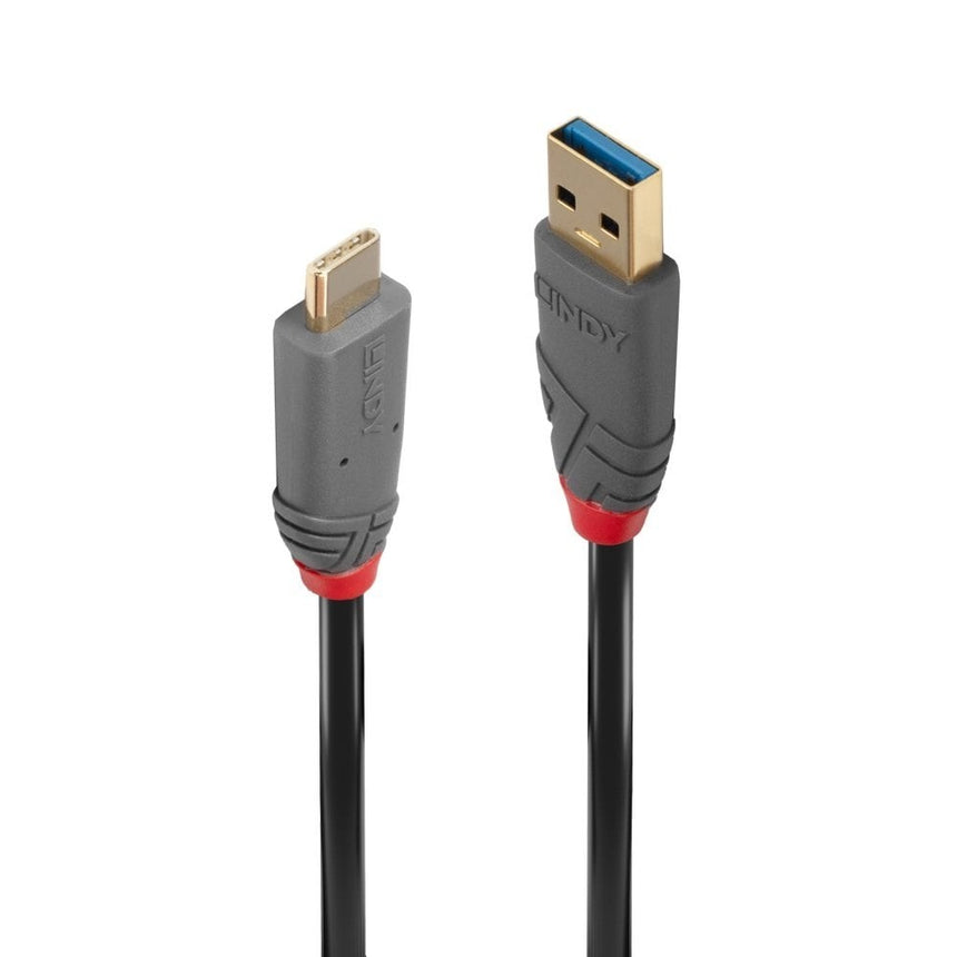 Lindy USB 3.2 A to C cable, 10GBit/s, 5A, PD, Anthra Line