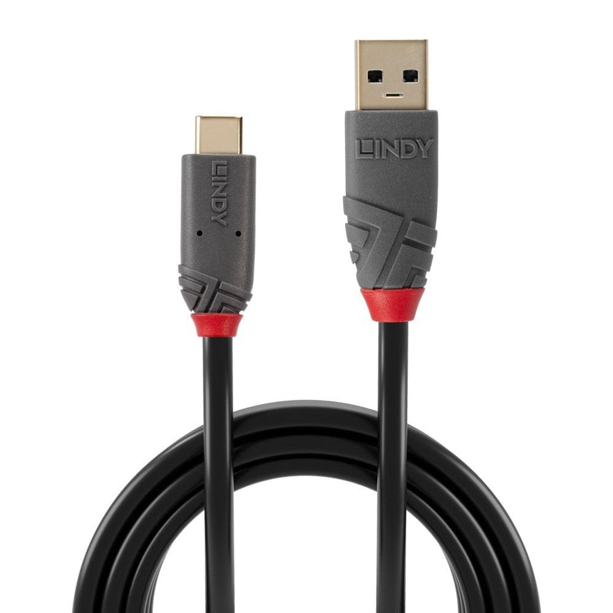 Lindy USB 3.2 A to C cable, 10GBit/s, 5A, PD, Anthra Line