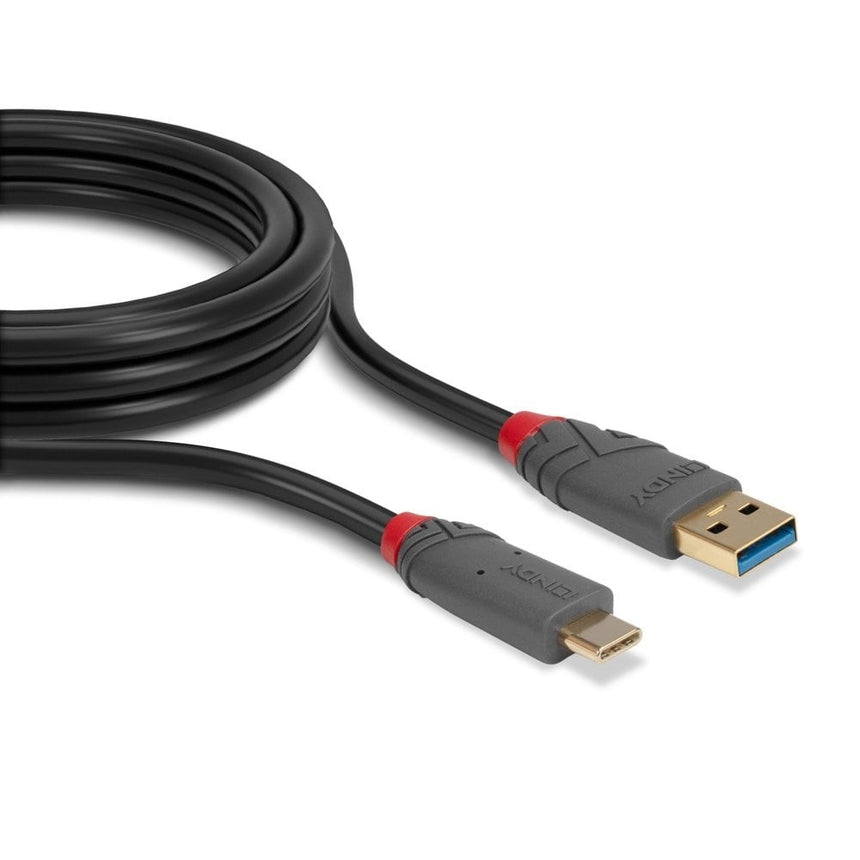 Lindy USB 3.2 A to C cable, 10GBit/s, 5A, PD, Anthra Line