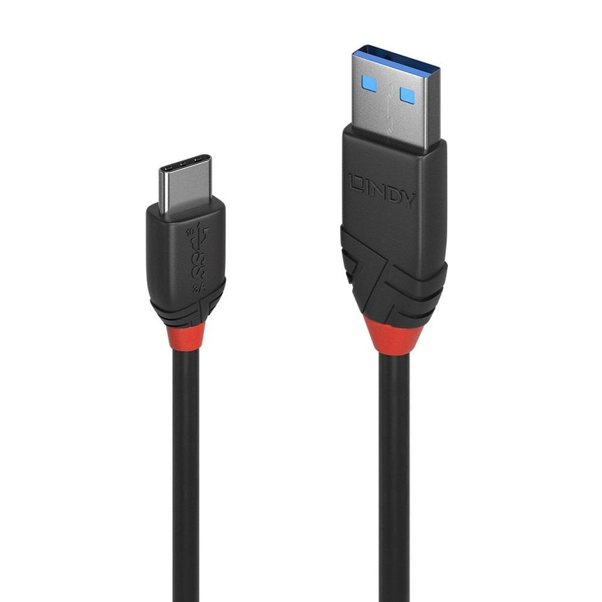 Lindy 1.5m USB 3.2 A to C cable, 10GBit/s, Black Line