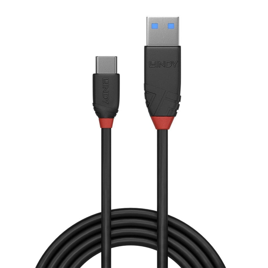 Lindy 1.5m USB 3.2 A to C cable, 10GBit/s, Black Line